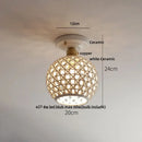 Modern white & brass ceramic led ceiling lamp bedroom lattice light