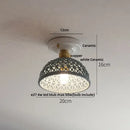 Modern white & brass ceramic led ceiling lamp bedroom lattice light