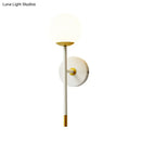 Modern white & brass milk frosted glass wall lamp – bedroom sconce