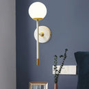 Modern white & brass milk frosted glass wall lamp – bedroom sconce