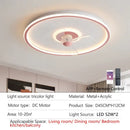 Modern white ceiling fan with led light and transparent blades bedroom