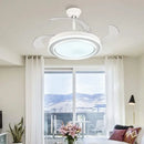 Modern white ceiling fan with led lights bedroom curved blades