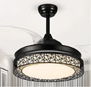 Modern white ceiling fan with led lights bedroom curved blades