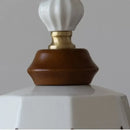Modern white ceramic and wood pendant light dining room tassel decor