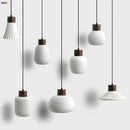 Modern white ceramic and wood pendant light fixture kitchen decor