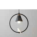 Modern white ceramic bird iron ring pendant light bedroom