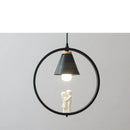 Modern white ceramic bird iron ring pendant light bedroom