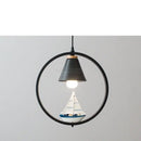 Modern white ceramic bird iron ring pendant light bedroom