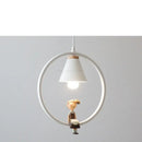 Modern white ceramic bird iron ring pendant light bedroom