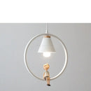 Modern white ceramic bird iron ring pendant light bedroom