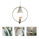 Modern white ceramic bird iron ring pendant light bedroom
