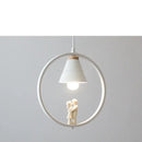 Modern white ceramic bird iron ring pendant light bedroom