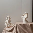 Modern white ceramic curl sculpture living room decor