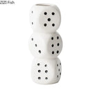 Modern white ceramic dice vase desk decor for living room