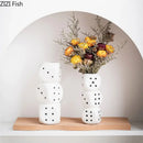 Modern white ceramic dice vase desk decor for living room