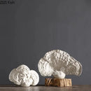 Modern white ceramic ganoderma lucidum sculpture living room decor