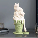 Modern white ceramic ice cream cat sculpture living room decor