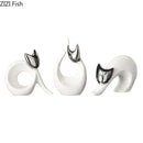 Modern white ceramic kitten statue gold ears living room decor