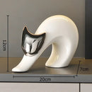 Modern white ceramic kitten statue gold ears living room decor