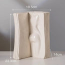 DecorBites™ Ceramic Man Face Book Stand Vase for Room Decor and Storage