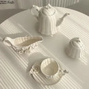 Modern white ceramic tissue box with camellia flower for living room
