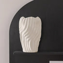 Modern white ceramic vase with irregular wavy patterns living room decor