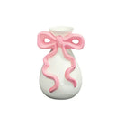 Modern white ceramic vase with pink cute bow living room decor