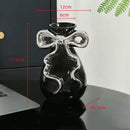 Modern white ceramic vase with pink cute bow living room decor