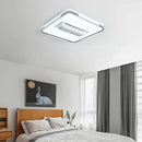 Modern white & chrome square ceiling fan chandelier bedroom led light
