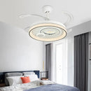 Modern white circular smart ceiling fan light bedroom curved blade
