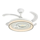 Modern white circular smart ceiling fan light bedroom curved blade