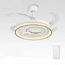 Modern white circular smart ceiling fan light bedroom curved blade