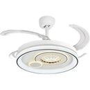 Modern white circular smart ceiling fan light bedroom curved blade