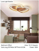 Modern white & coffee interlocking heart led pendant light bedroom