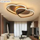 Modern white & coffee interlocking heart led pendant light bedroom