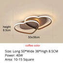 Modern white & coffee interlocking heart led pendant light bedroom