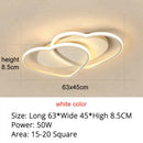 Modern white & coffee interlocking heart led pendant light bedroom