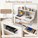 Modern White Computer Desk with Charging Ports and Storage
