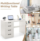 Modern White Computer Desk With Four Spacious Drawers
