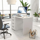 Modern White Computer Desk With Four Spacious Drawers