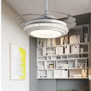 Modern white crystal chandeliers ceiling fans with led for bedroom