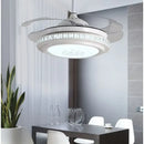 Modern white crystal chandeliers ceiling fans with led for bedroom