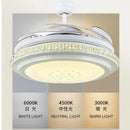 Modern white crystal chandeliers ceiling fans with led for bedroom