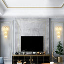 Modern white crystal feather wall lamp bedroom gold pearl sconce