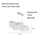 Modern white crystal tassel chandelier dining room hanging lamp
