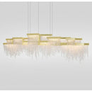 Modern white crystal tassel chandelier dining room hanging lamp