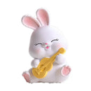 Modern white cute bunny figurine sculpture bedroom blue bow tie decor
