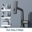 Modern white digital display basin faucet bathroom pull out shower head