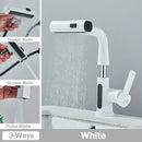 Modern white digital display basin faucet bathroom pull out shower head