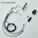 Modern white digital display basin faucet bathroom pull out shower head